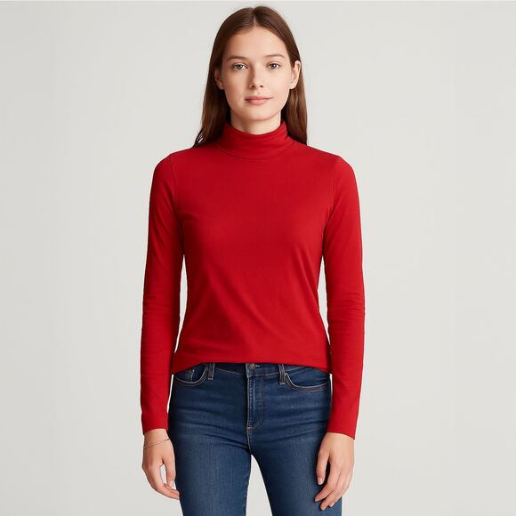 J. Crew Red Turtleneck Top Sz XS - Picture 1 of 12